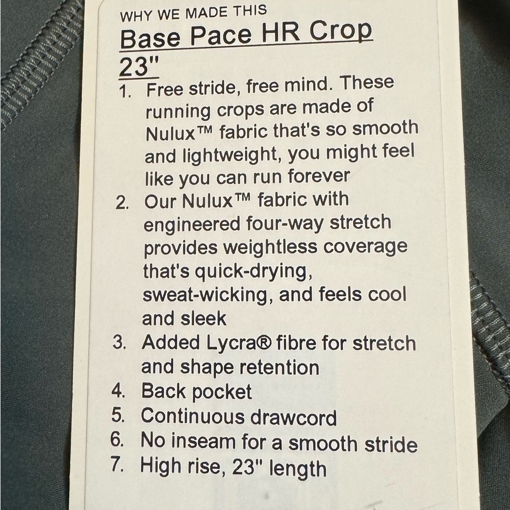 Lululemon Base Pace HR crop 23” legging size 14 - Picture 4 of 4